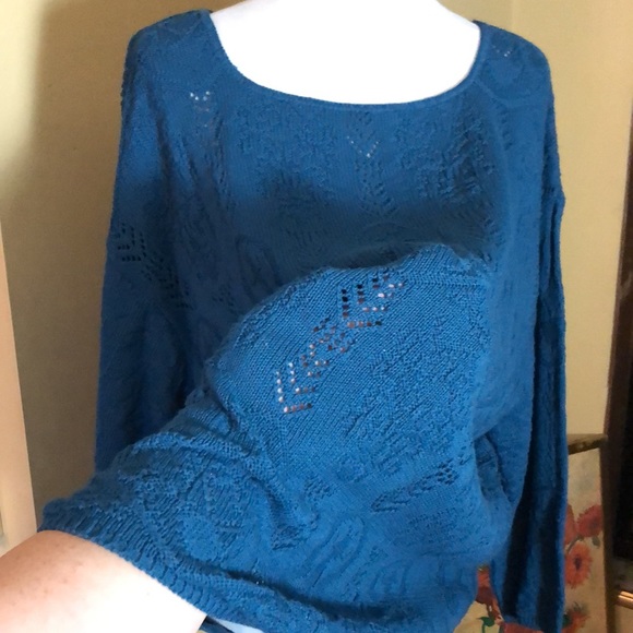 Vtg 90s DONNKENNY Classics Size 2X Textured Openweave Marine Blue Pullover NEW - Picture 7 of 15
